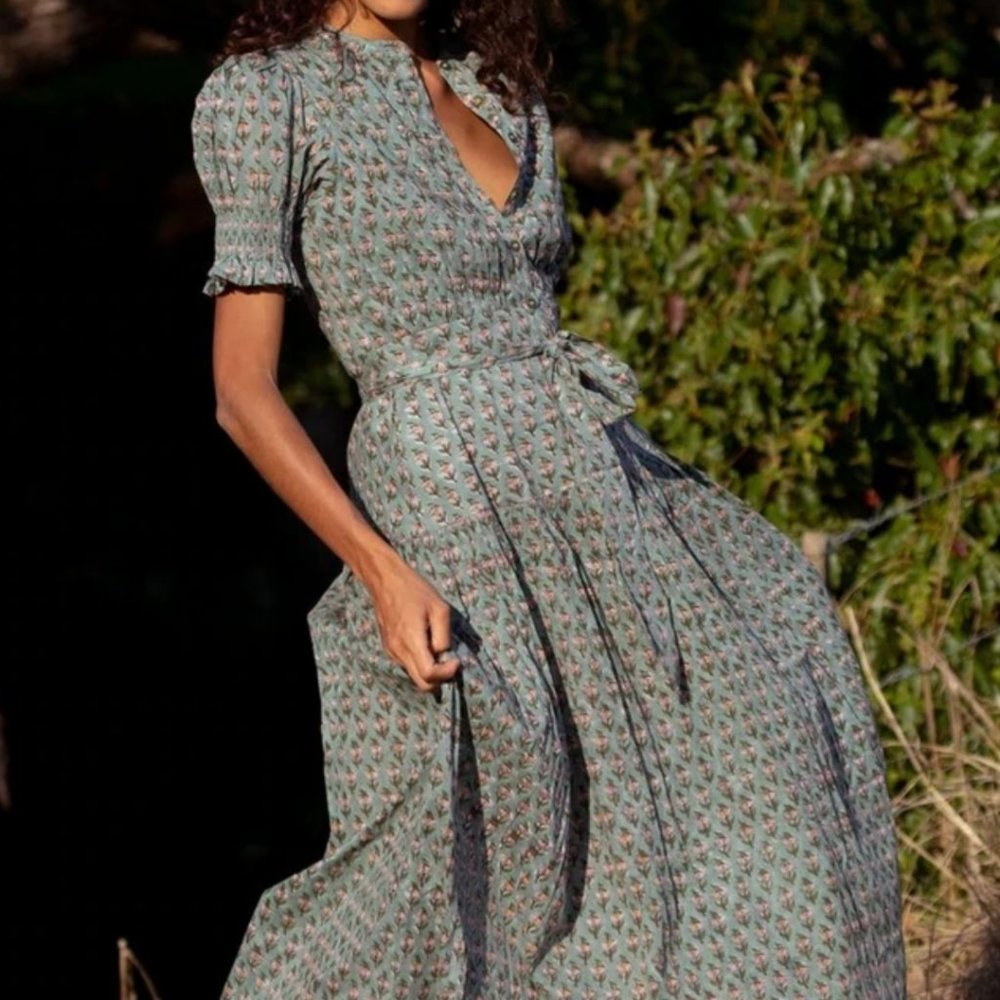 Daughters of India Prairie dress in Sage, size Medium.